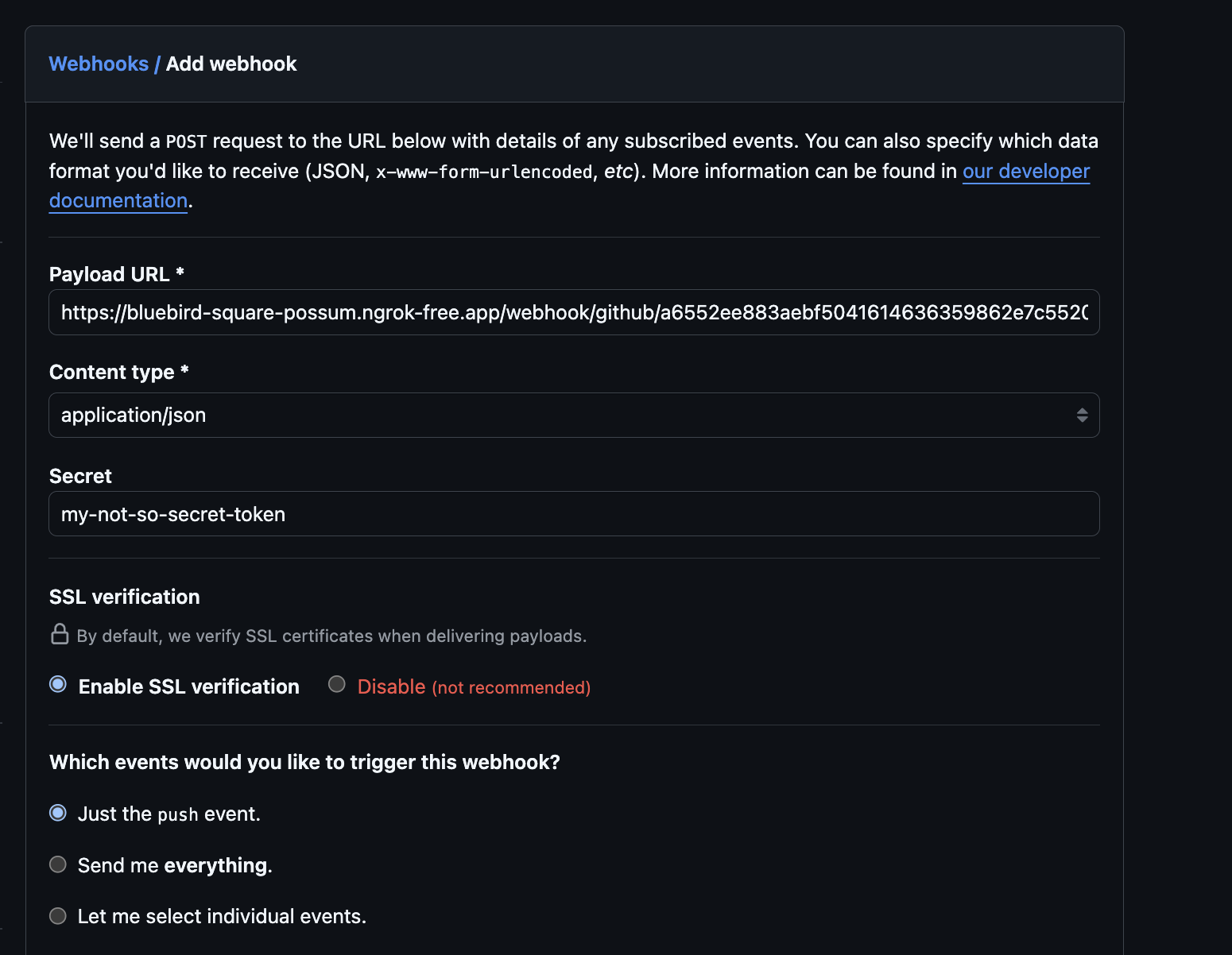 Add Webhook Form Add Webhook Form
